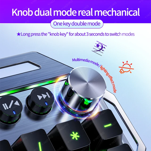 Fashion Wired Dual-mode True Mechanical Gaming Keyboard 108 Keys Metal Panel Wired Keyboard USB Receiver Support Backlight 3