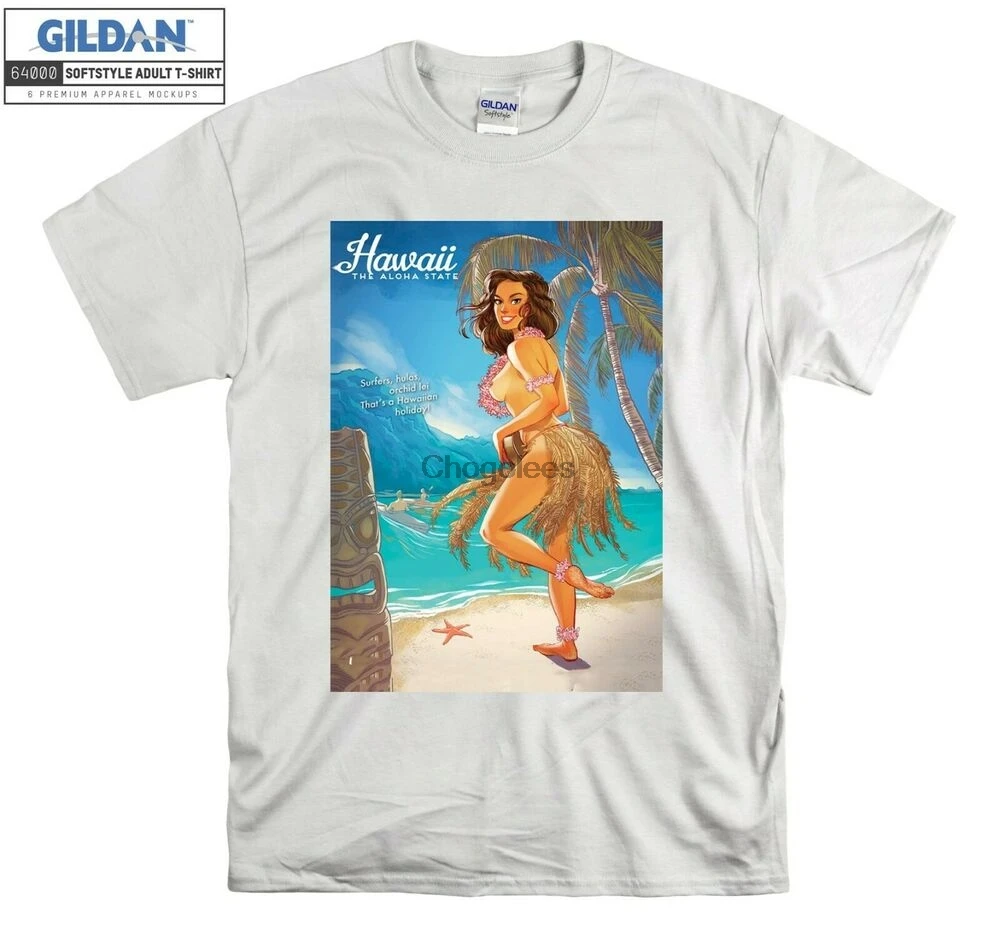 Футболка с изображением эротичной девушки Гавайского штата Алоха мужская и