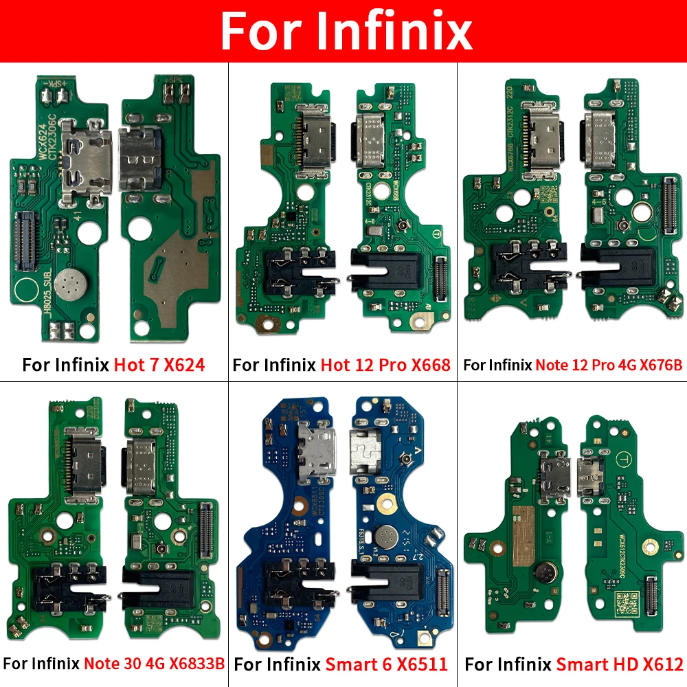 USB-порт для зарядного устройства Infinix Hot 6X 7 Pro 11 12 20S Note 10 30 Smart 6 HD Zero 8 X Neo X6810 X687 X612 X6511