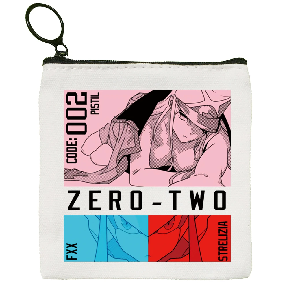 Darling In The Franxx Anime Canvas Coin Purse Custom Coin Purse Illustration ZERO TWO Key Case Simple Small Cloth Bag Creative
