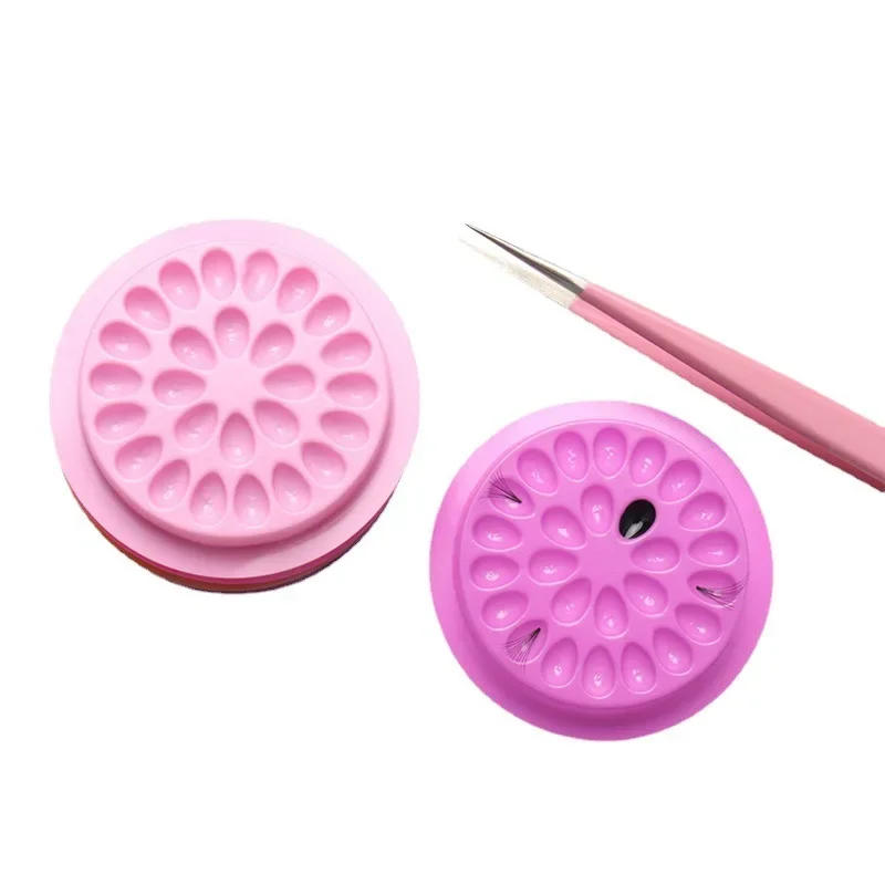 

50 Pcs No Base Pattern Plate False Eyelashes Grafting Glue Tray Pink PVC Gasket Batch