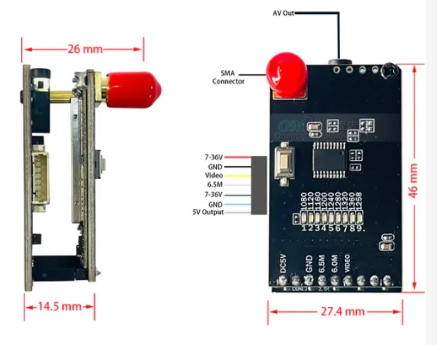 1 2/1 3 ГГц 9-канальный приемник передатчика видеопередачи (VTX-1G3SE/VRX-1G3-V3) для MATEKSYS RC FPV