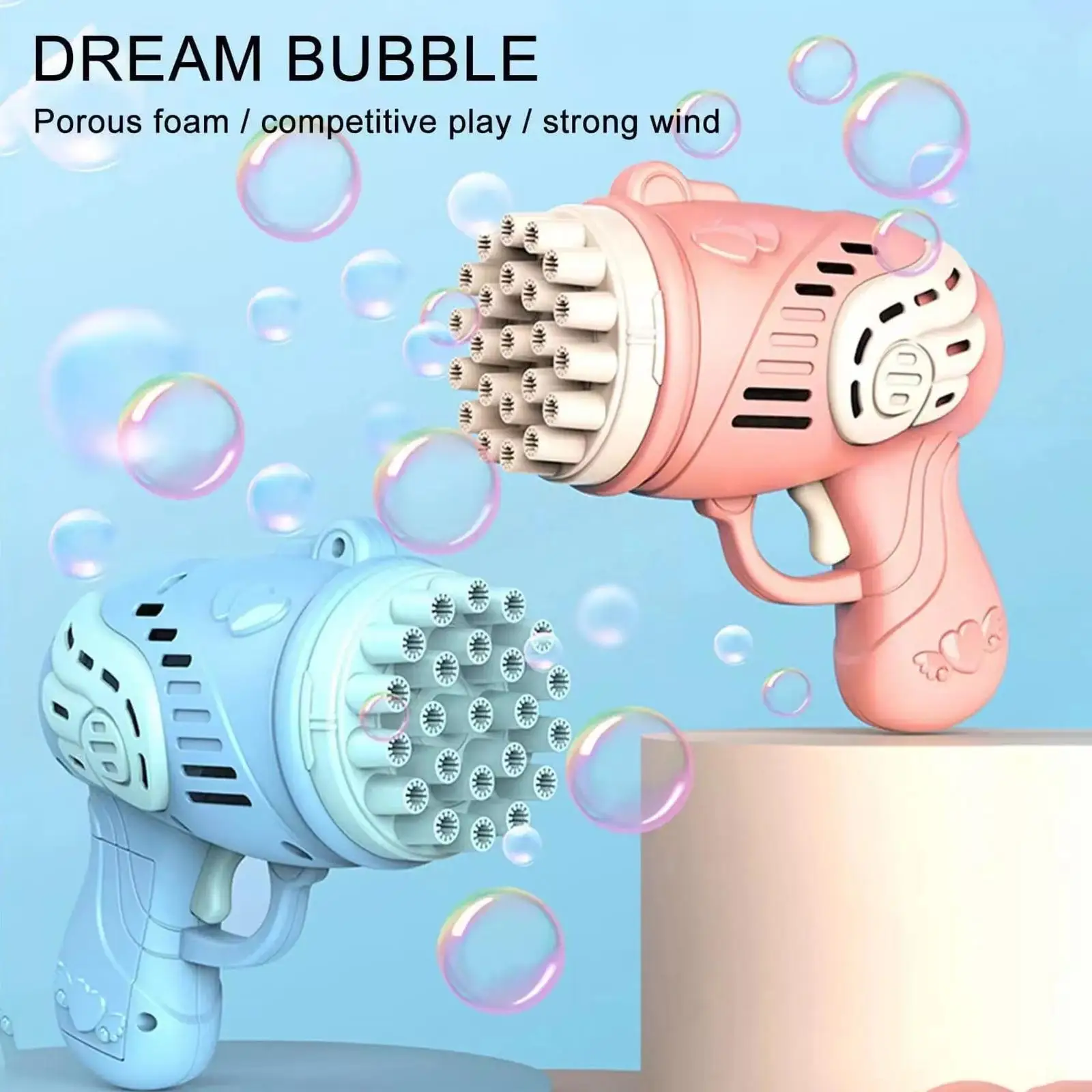 

Bubble Gun 23 Holes Angel Bubble Gun Gatling For Children Electric Summer Soap Water Bubbles R9v9