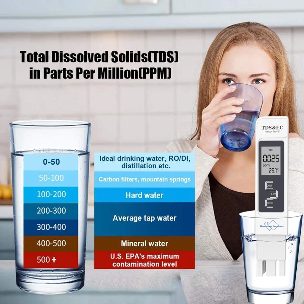 

Высокоточный портативный цифровой тестер качества воды TDS EC, измеритель диапазона, Многофункциональный термометр для чистоты воды, тестер ...