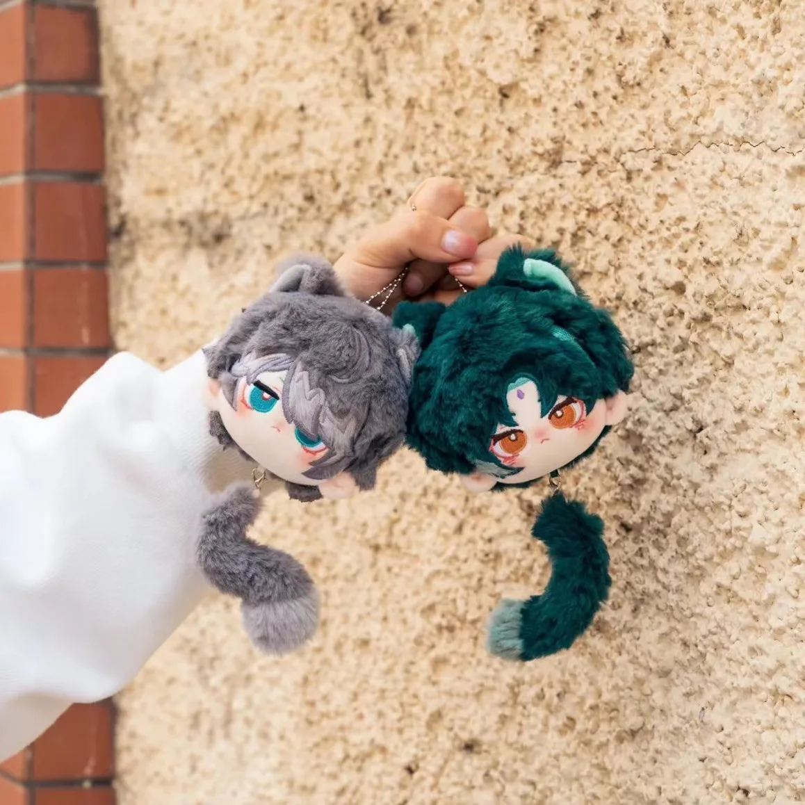 

Game Genshin Impact Xiao Alhaitham Cartoon Plush Animal Ear Doll With Tail Bag Pendant Cosplay Keychain Gifts