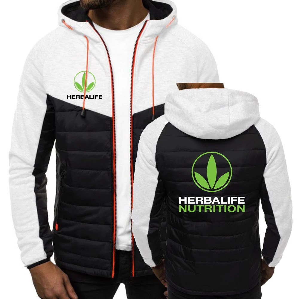 

HERBALIFE NUTRITION Print Autumn Thickening Splicing Hoodies Men Casual Jacket Solid Warm Zipper Coats Sweatshirt