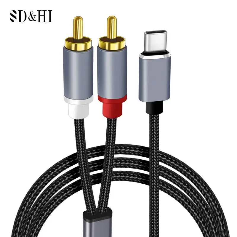 

Type C To RCA Audio Cable 2 RCA Aux Cord Converter USB C Audio Line For Mobile Phone Speaker Amplifier Audio Power
