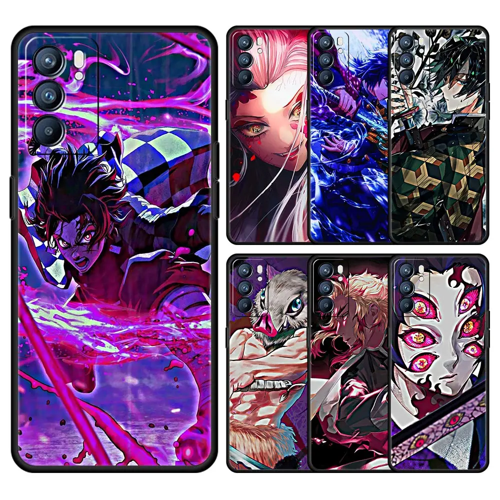 

Demon Slayer Anime Ghost Phone Case For Oppo Reno7 SE Reno6 Z Pro A54 A53 A52 A9 2020 A95 A15 Realme 8 7 6 Pro C3 C21 C11 Cover
