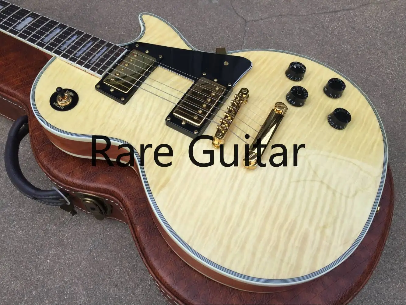 

Custom Shop Natural 1959 Flame Maple Top Electric Guitar 5 Ply Body binding, Rosewood Fingerboard, Trapezoid White Pearl Inlay,