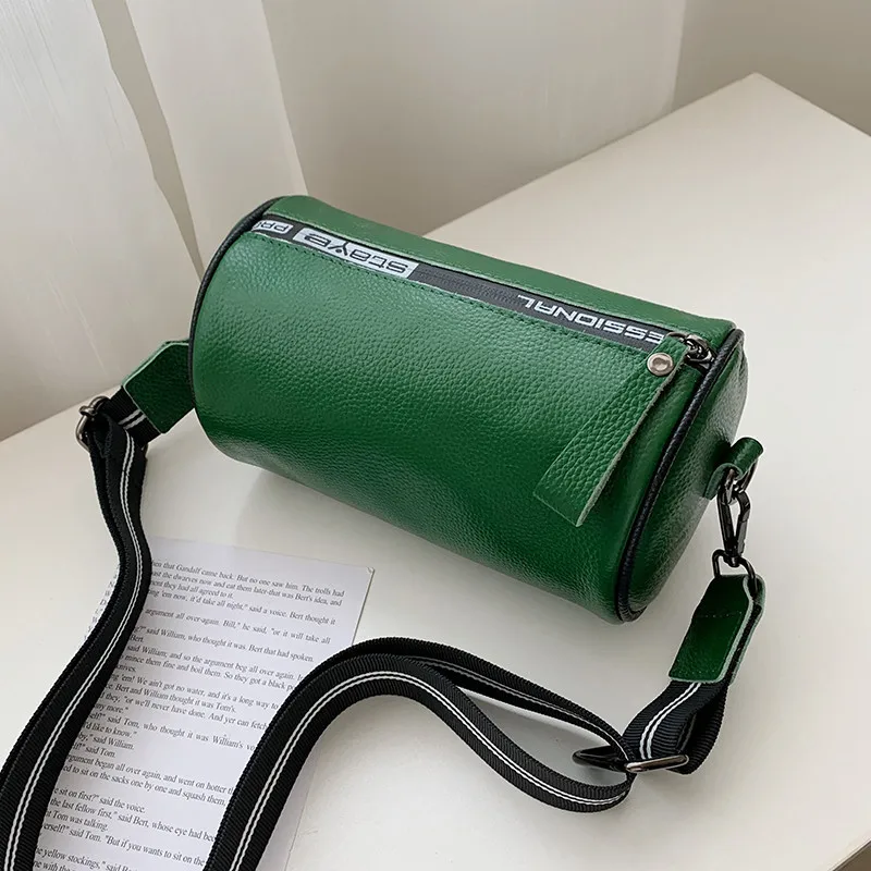 

Female Genuine Leather Cylindrical Shape Messenger Bag Women 2022 New Shoulder Bag High Quality Crossbody Bags Ladies Bucket Bag