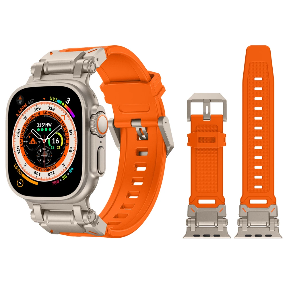 Фото Металлические разъемы + силиконовый ремешок для Apple Watch Ultra Band Ultra 2 49 мм 45 мм 44 мм Браслет для iWatch Ultra 10 9 8 7 6 5 Band №5