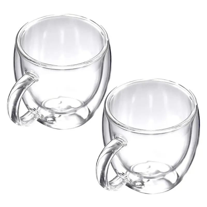 

Double Bottom High Borosilicate Glass Coffee Cup 2pcs Whiskey Tea Thermal Heat Resistant Cocktail Wine Mug Drinkware Tumbler Set