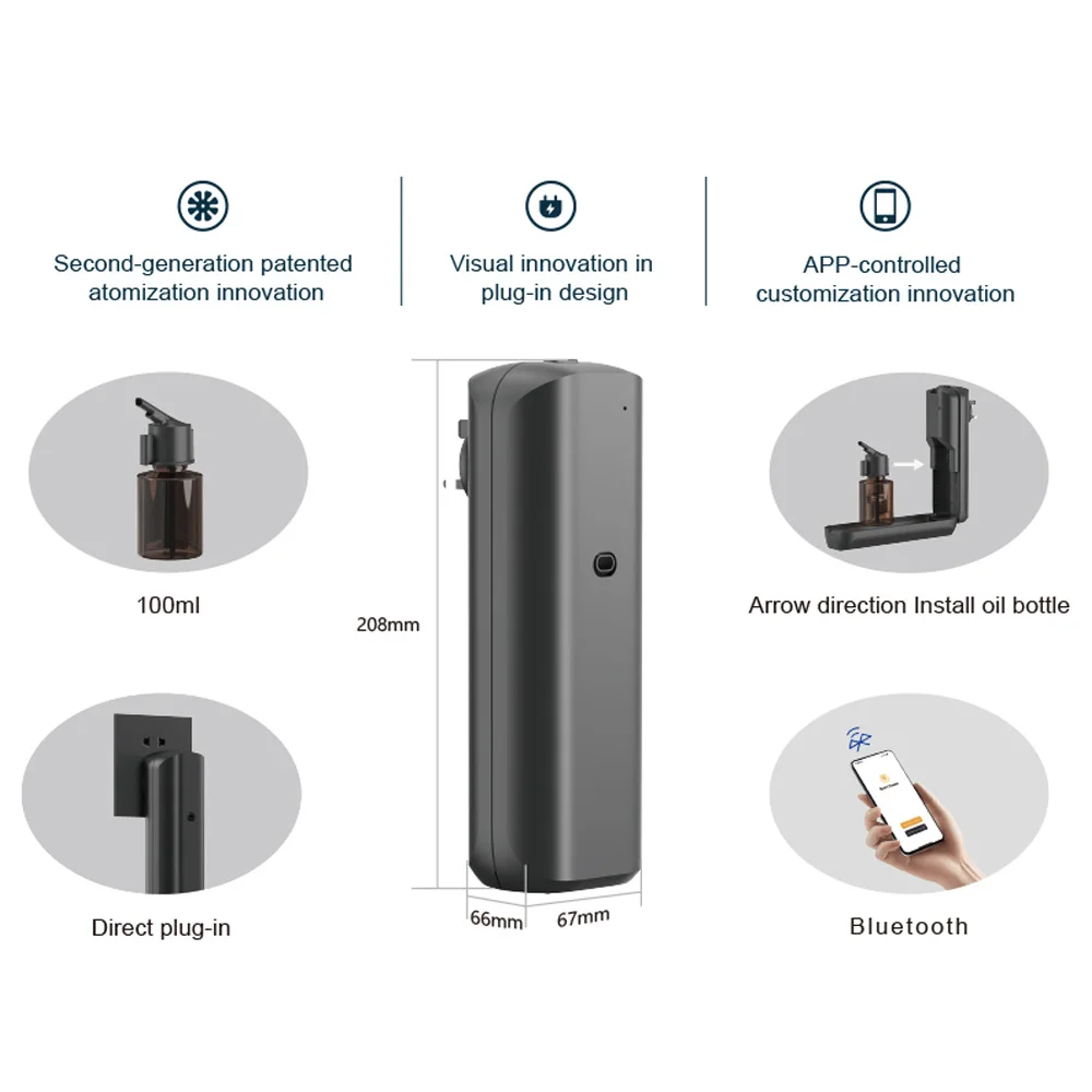 Аромадиффузор TEABLUM с обхватом 300 м³, электрический, Bluetooth, для дома, освежитель воздуха, подключаемый к розетке (art.: 3920dabecec6a) - 3920dabecec6a