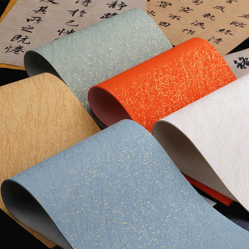 

Chinese Xuan Paper Colorful Batik Letterheads Handmade Super Thin Fiber Rice Paper Seal Script Brush Calligraphy Painting Papier