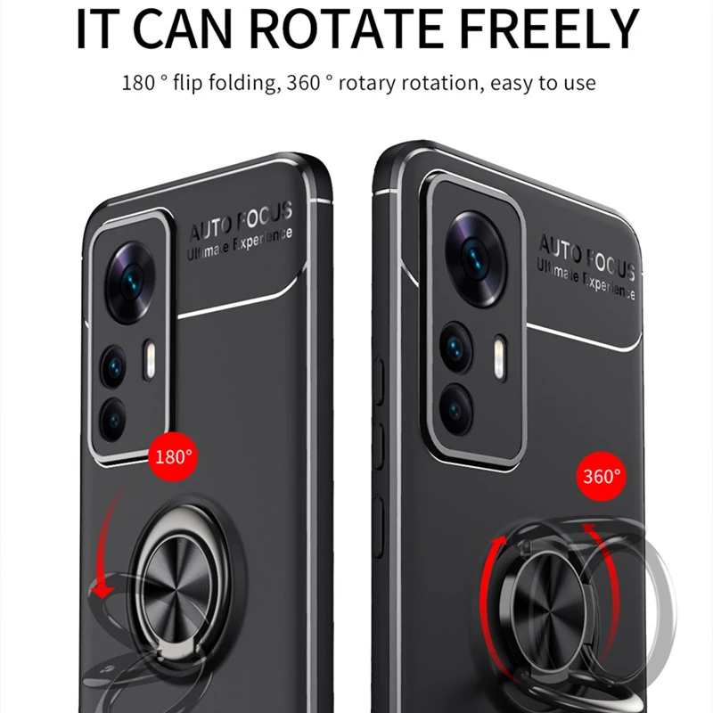 For Xiaomi Mi 12T Case Cover For Mi 12T Capas Phone Bumper Back Stander TPU Soft Ring Magnetic Holder Fundas Mi 12T Pro Cover