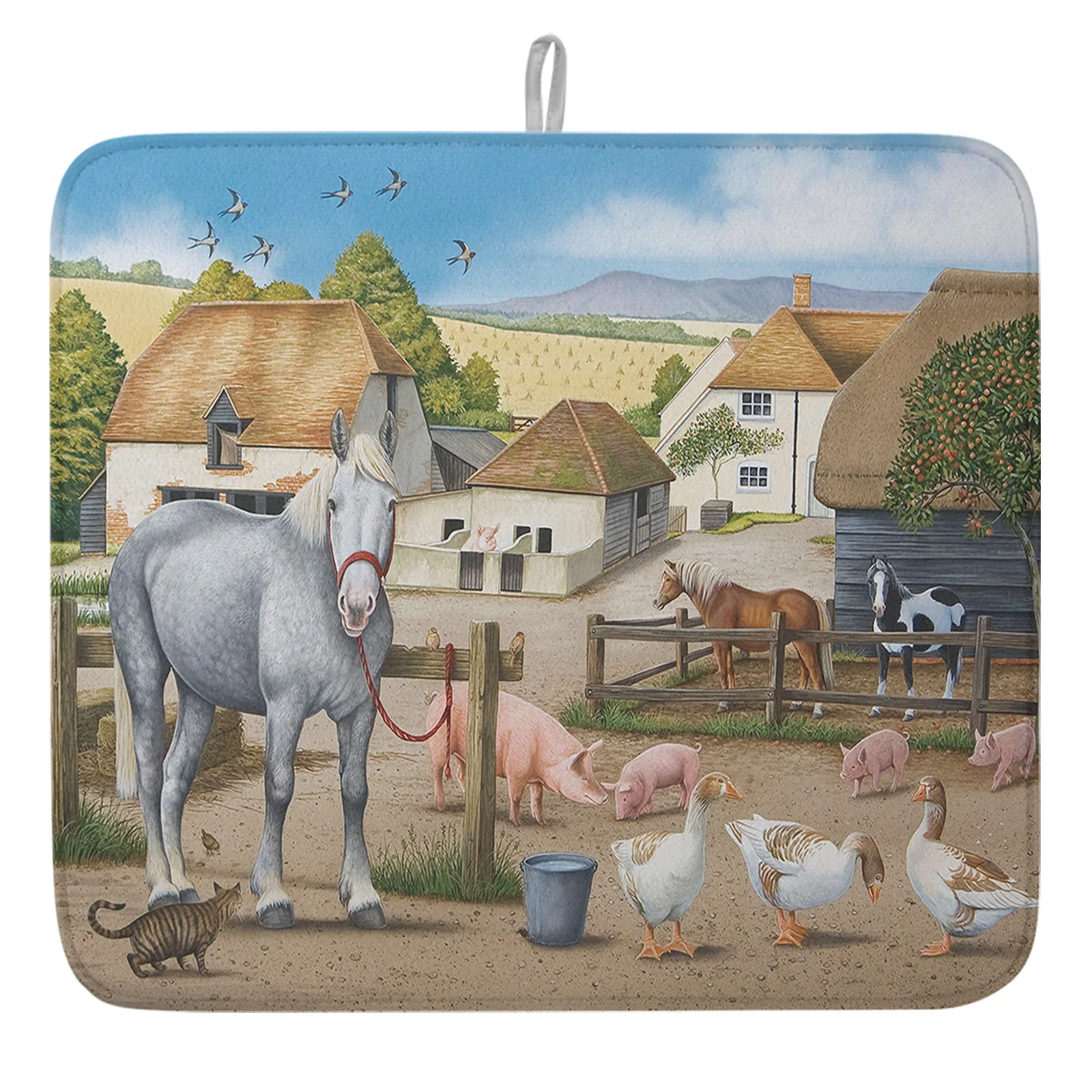 

Коврик для сушки посуды в виде сельской фермы с животными для кухонной раковины