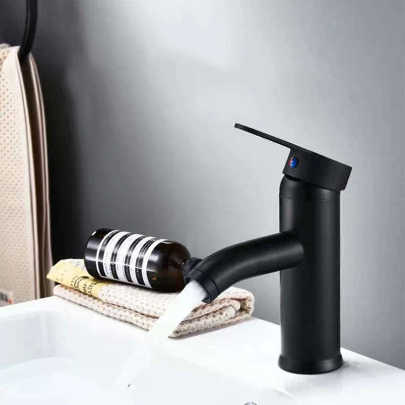 

Bathroom Basin Faucet Hot and Cold Mixing Faucet Kitchen Sink Faucet Stainless Steel Bathroom Pendant Single Handle Single Hole