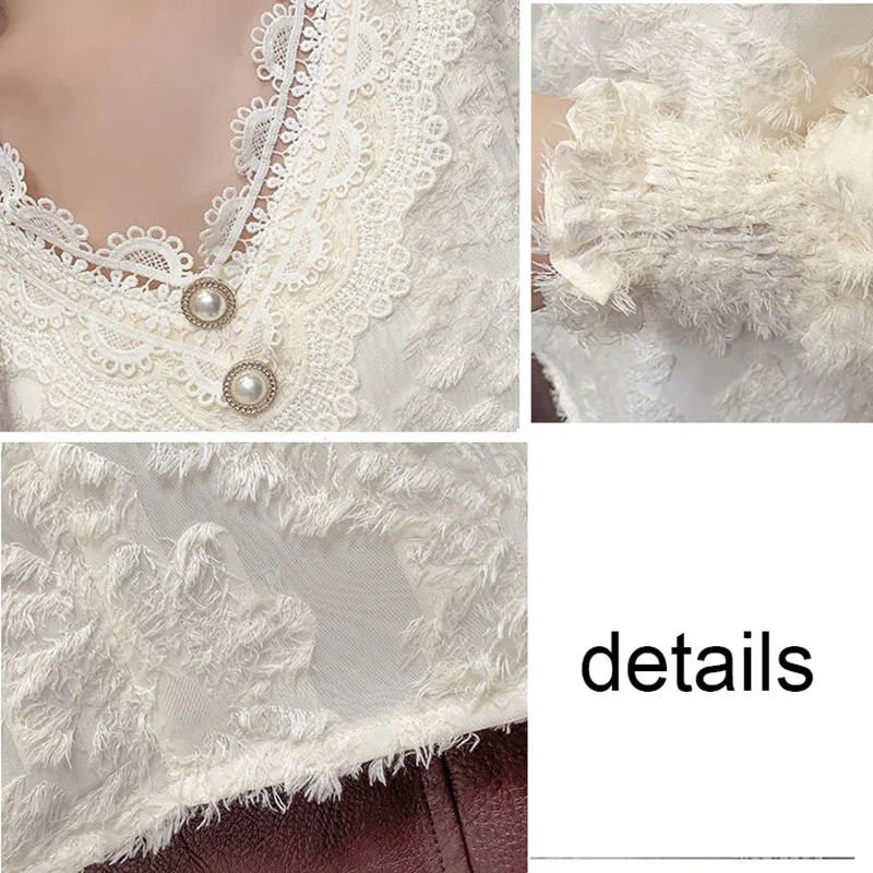 Рубашки женские удобные универсальные с V-образным вырезом и рукавами-фонариками