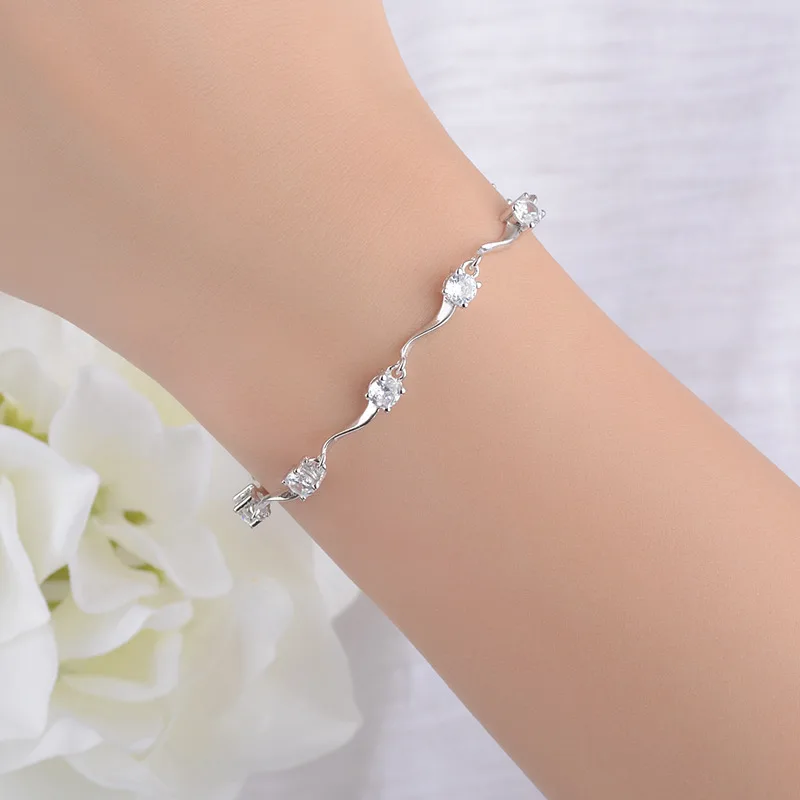 

DIWENFU Genuine 925 Sterling Silver Diamond Bracelets for Women Pulseras De Ley 925 Mujer Silver 925 Diamond Jewelry Bracelet
