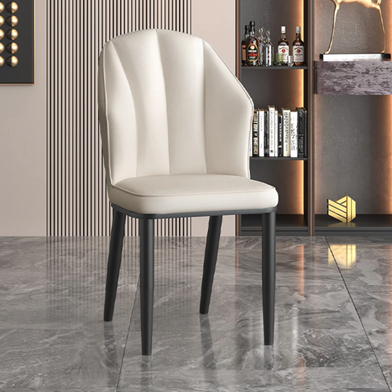 

Metal Ergonomic Office Dining Chair Modern Fashion Garden White Dining Chair Leather Comfortable Sillas Salon Balcony Furniture