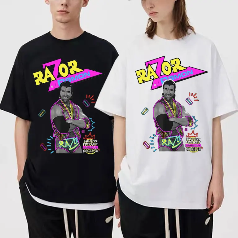 Camiseta de Razor Ramon para hombre y mujer, Camisa de algodón de gran tamaño, camisetas divertidas de lucha de marca