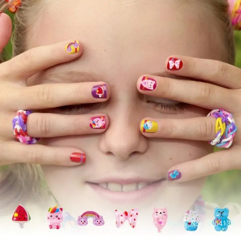 Милый бант для ногтей очаровательный мультяшный медведь искусственный полимер