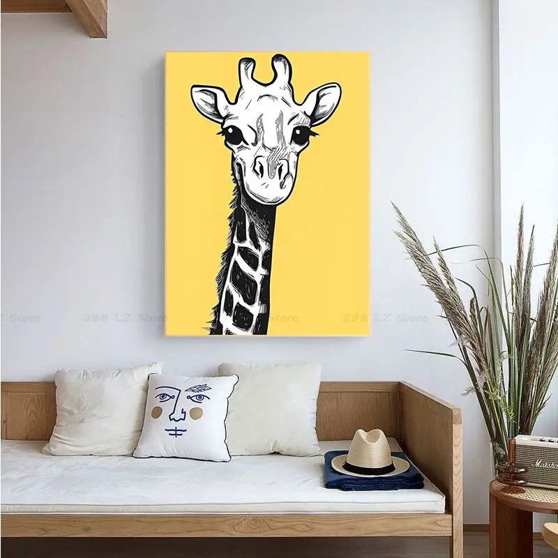 Giraffe Panda With Bubble Whitepaper Poster Fancy Wall Sticker For Living Room Bar Decoration Wall Decor images - 6