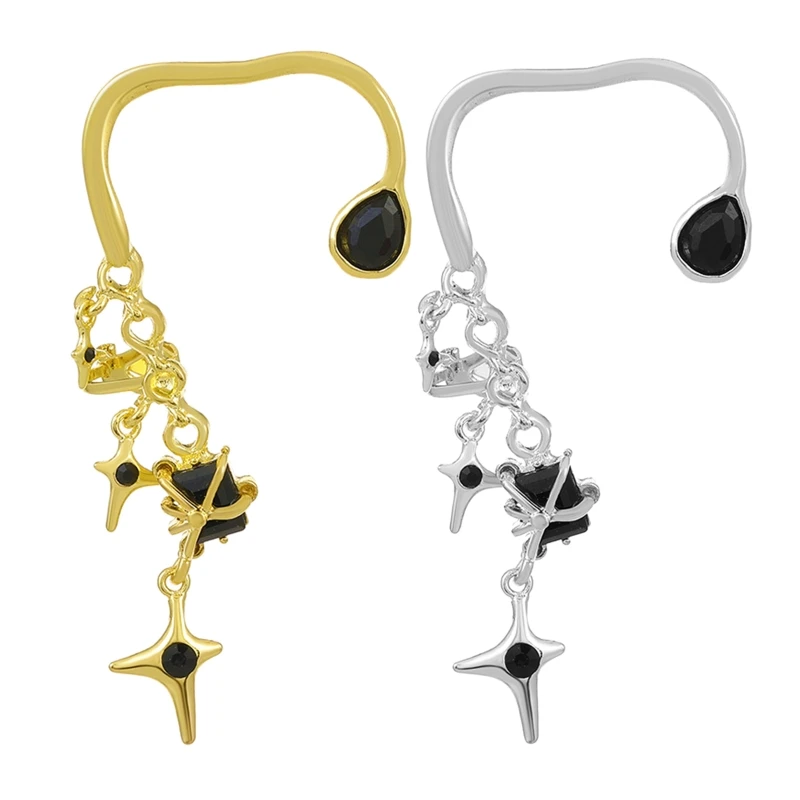 

Ear Cuff Earring Four-pointed Star Dangle Earring Punk Ear Wrap Crawler Earring Personality Non Pierced Ear Clip Jewelry LXAE