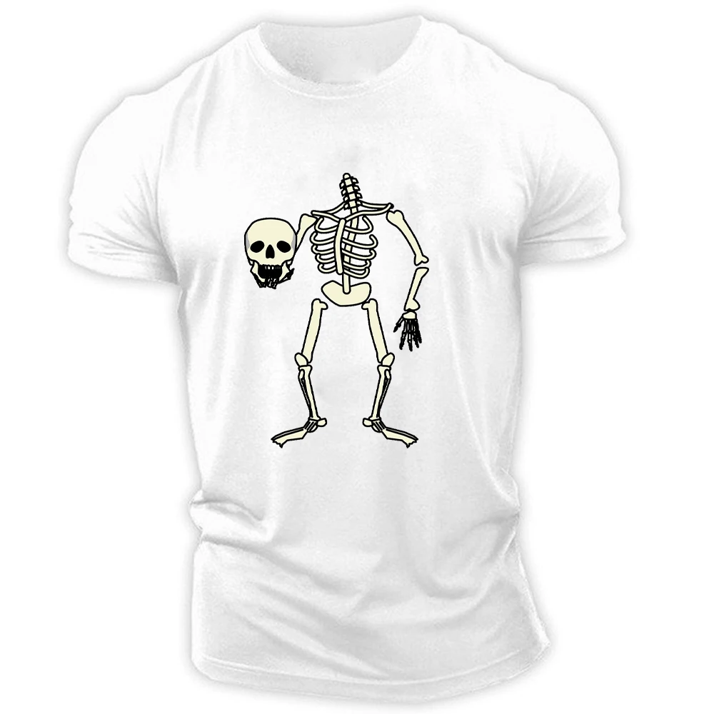 

Spring And Summer Fashion New Men's Horror Skull Frame Print Short-Sleeved Top Sports Fitness Street Style Round Neck T-Shirt