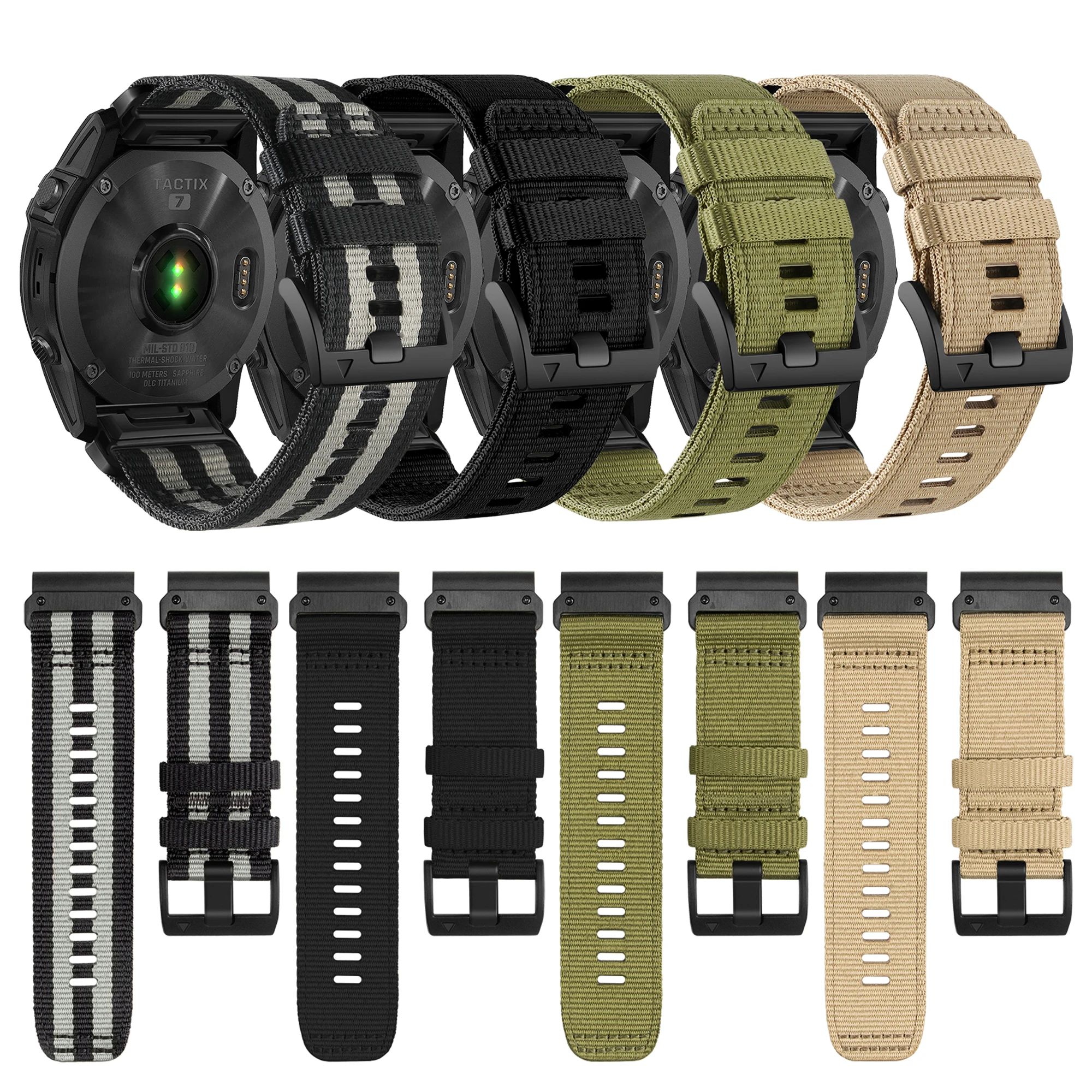 

Ремешок нейлоновый для наручных часов Garmin, подходит для Fenix 7x7 6x6 3hr 3, брезентовый браслет