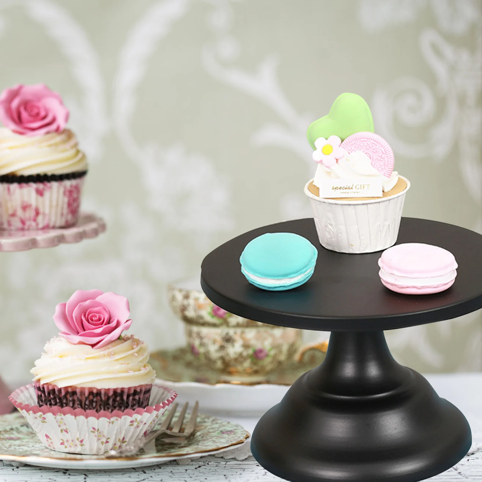 

Десертный столик, поднос с высокой ногой, черная тарелка для торта, 10 дюймов, десертная тарелка, черная фотография, свадебный реквизит