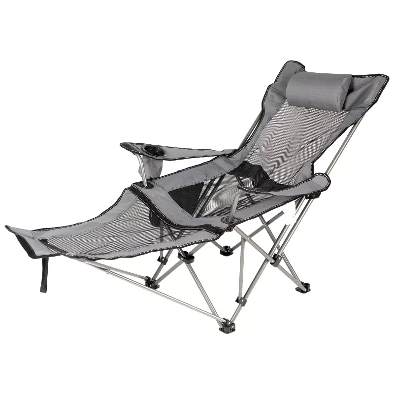 

Outdoor Camping Chair with Removable Footrest, Large, Grey