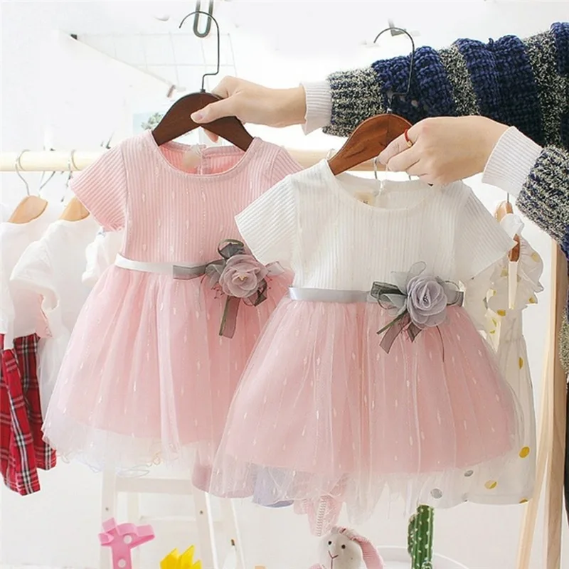 

Baby Girls Dress 2022 Summer Rose Flowers Princess Mesh Dress Toddler Infant Kids Birthday Party Costume Children's Clothing