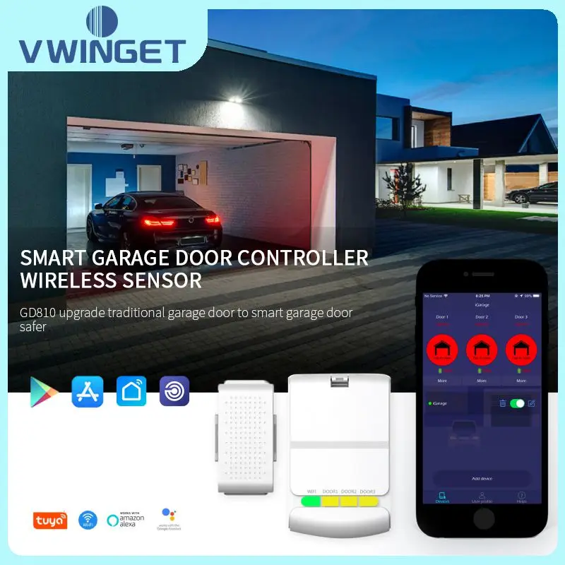 

Умная подвижная дверь Tuya Smart WiFi, умный подвижный таймер, умный переключатель для гаражной двери, голосовое управление, работа с Alexa Google Home