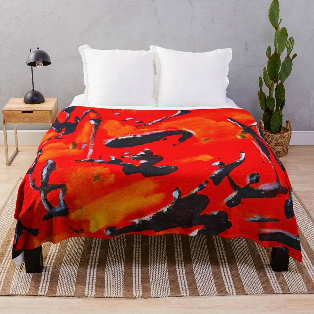 Красная абстрактная композиция - Art Informel сюрреализм Henri Michaux Vibante Edition Плед Диван