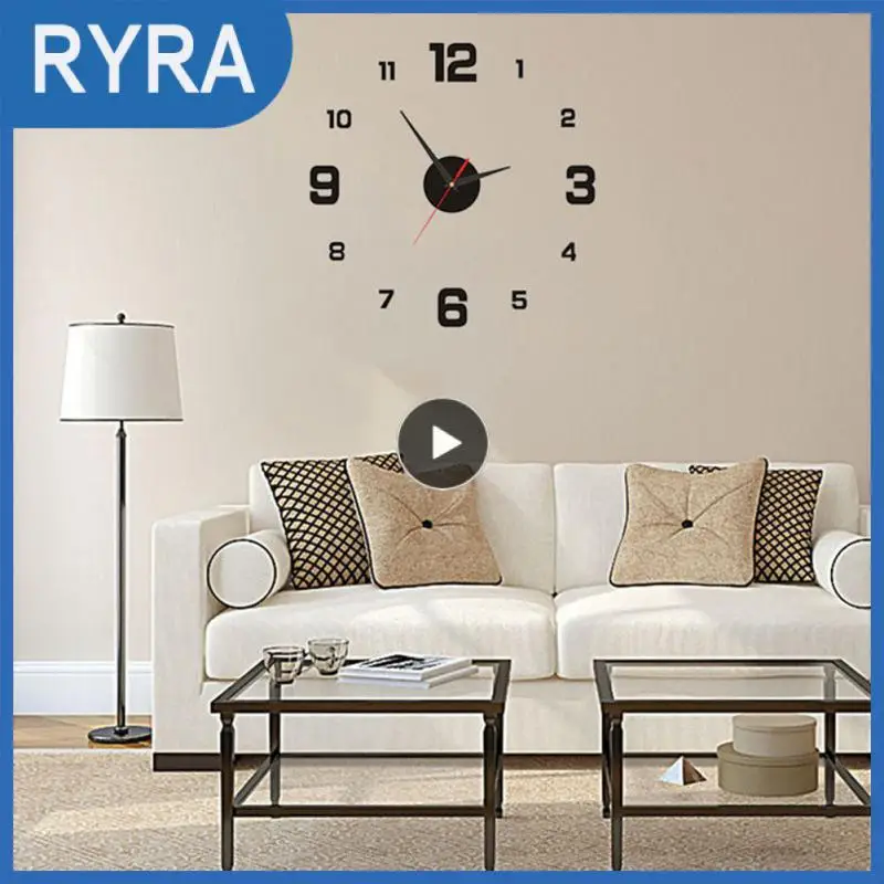 

Часы настенные с наклейками, креативные простые бесшумные украшения для дома, с лазерной гравировкой