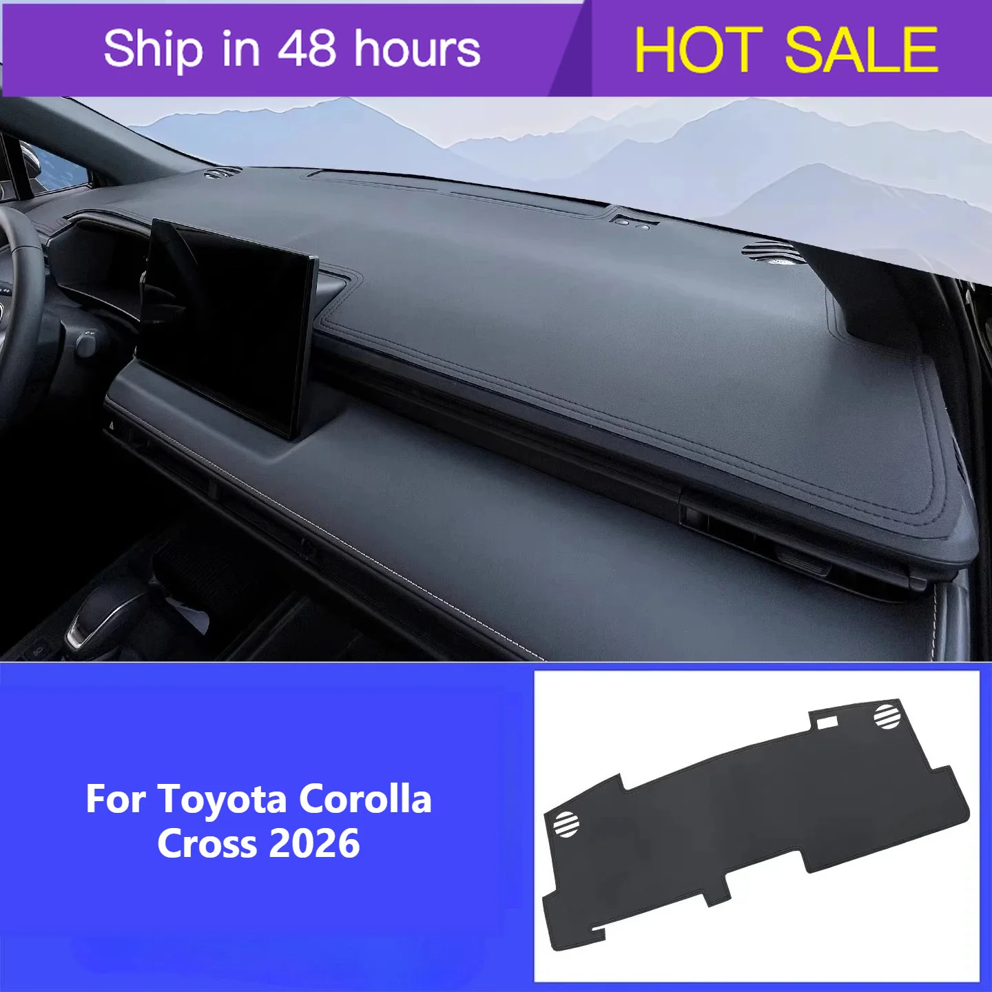 Фото Защитные накладки на приборную панель для Toyota Corolla Cross 2026: кожаные, солнцезащитные, теплоизоляционные, предотвращающие блики, коврики на панель приборов №1