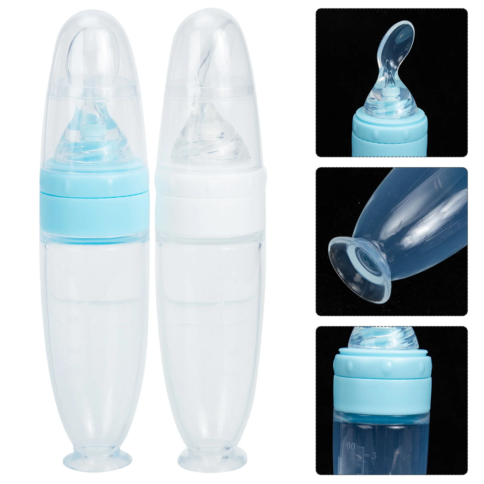 

2pcs Baby Food Bottle Feeders Squeeze Feeders Kids Suction Rice Cereal Feeders