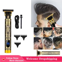 electric hair trimmer rechargeable t blade clippers cordless cutting trimmer professional lcd display salon hair clipper