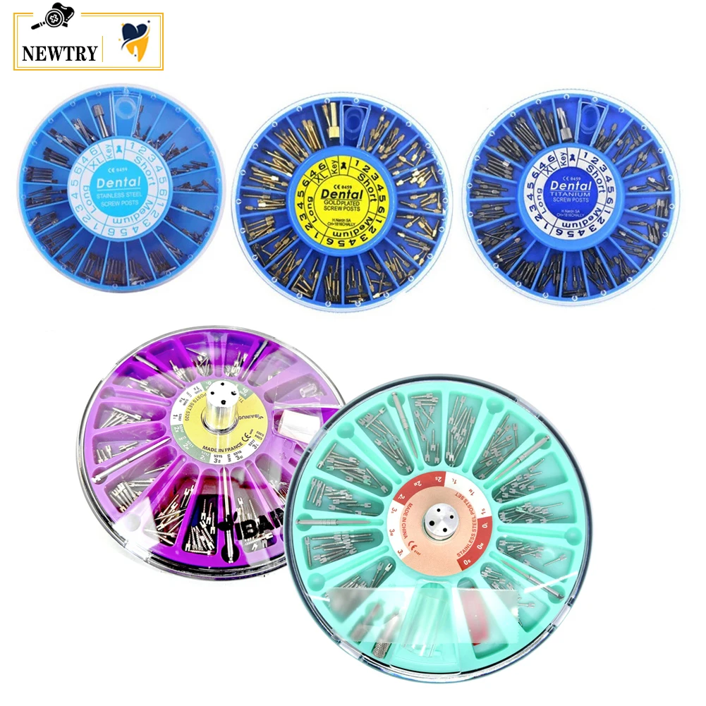 120 шт. стоматологический конический винтовой столбик из нержавеющей стали титановый Европейский столбик эндонтический брикет зубы восстанавливающее кварцевое стекло