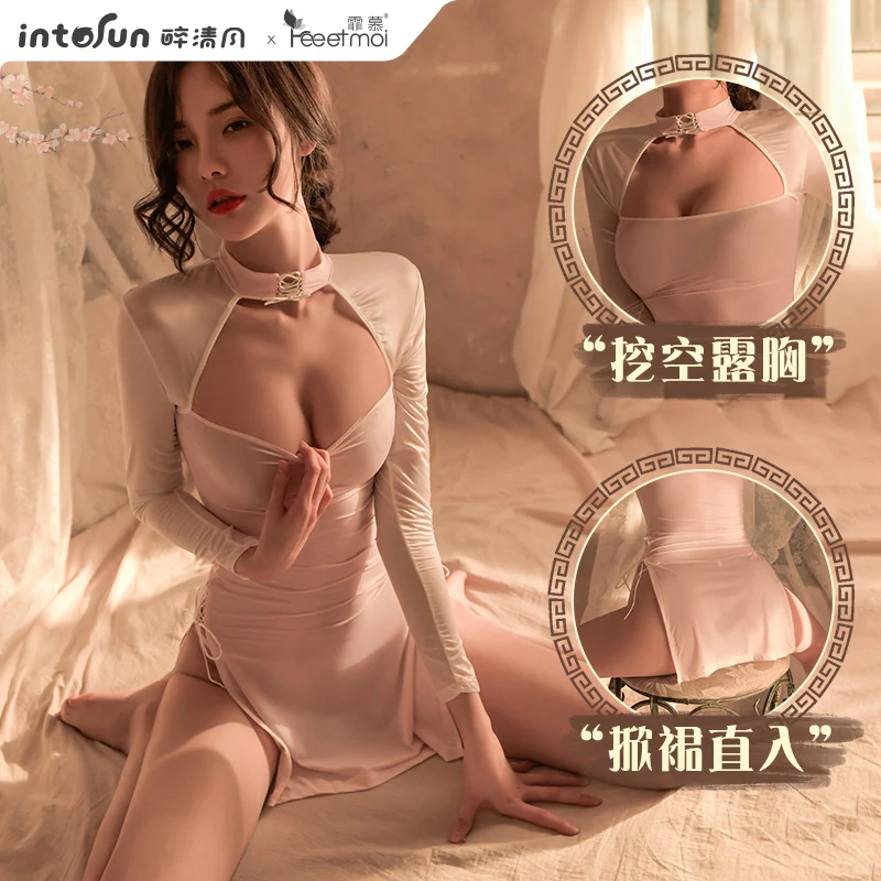 

Hot Cosplay Nightdress Night Costumes Pyjamas Pijamas Mujer Sexy Clothes Sleepwear Women Open Chest Design Classical Cheongsam