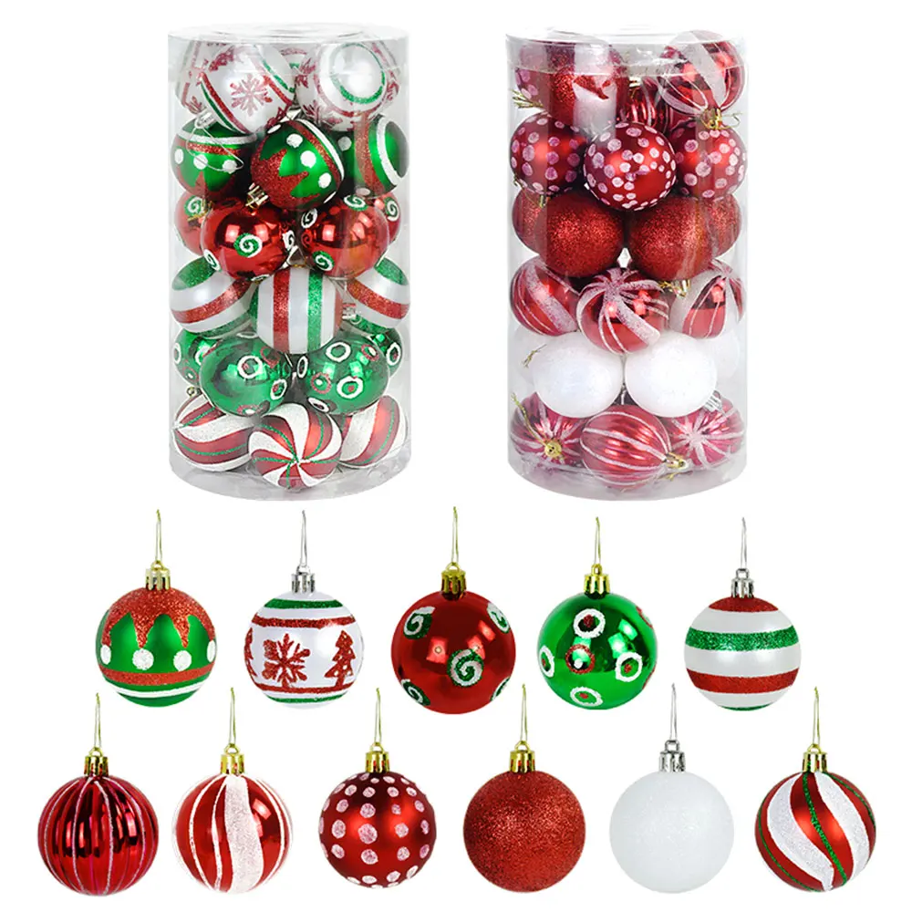 

Christmas Red Green Plastic Ball Xmas Tree Balls Ornaments Pendants Hanging Decoration For Home New Year Party Supplies Navidad