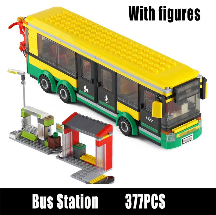 02078 60154 совместимый конструктор городской автобус-станция классические