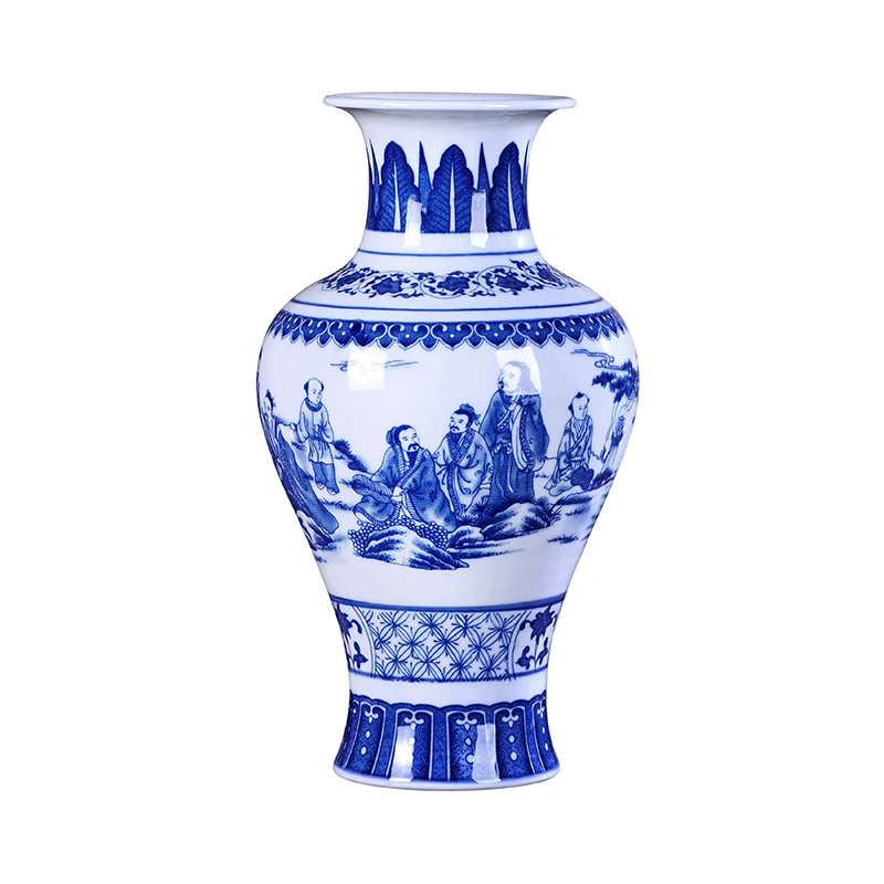 

Антикварные сине-белые керамические вазы для людей, фарфоровые цветы, украшение для дома, Цзиндэчжэнь, цветочные вазы