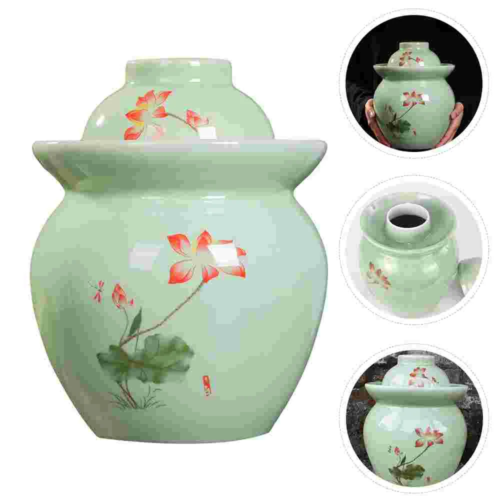 

Бытовая Керамическая банка для Марин, герметичный глиняный горшок в стиле ретро с внутренней и внешней крышкой