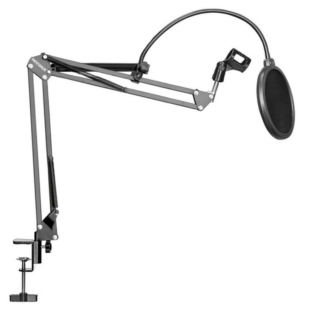 

NB-35 Microphone Suspension Arm Holder Table Mounting Clamp Pop Filter Windscreen Mask Shield Clip Kit
