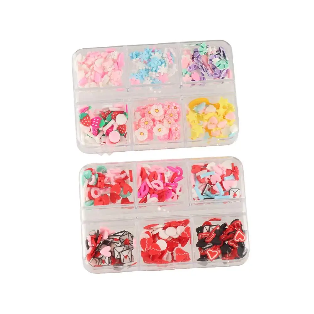 Цветы мультфильм дизайн ногтей глина ломтики сердце любовь ярких цветов