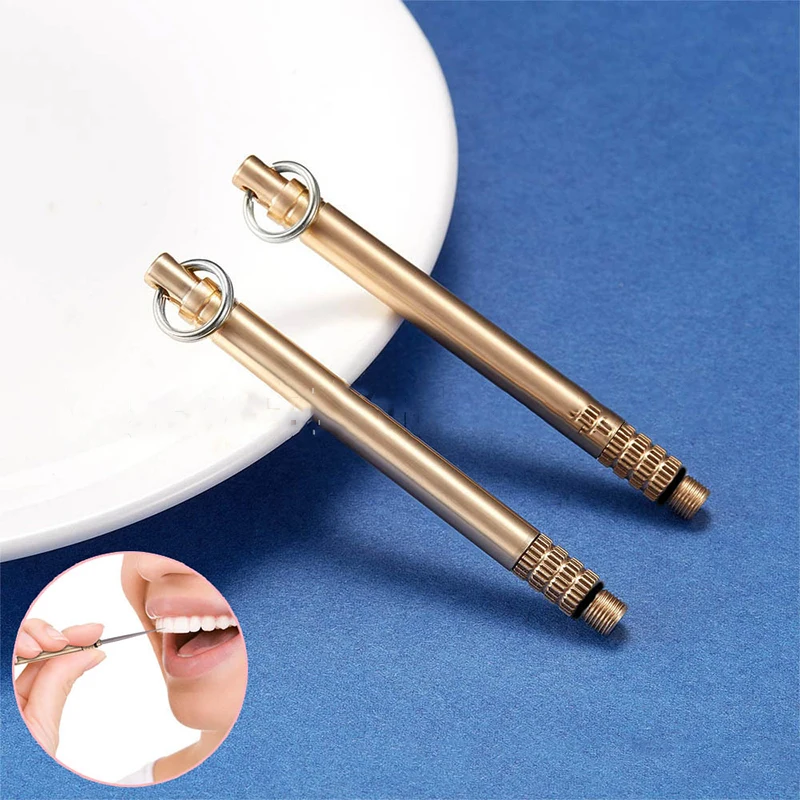 

1pc Titanium EDC Portable Multi-Purpose Travel Toothpick Bottle Fruit Fork Camping Tool high quality Toothpick Tube More Durable