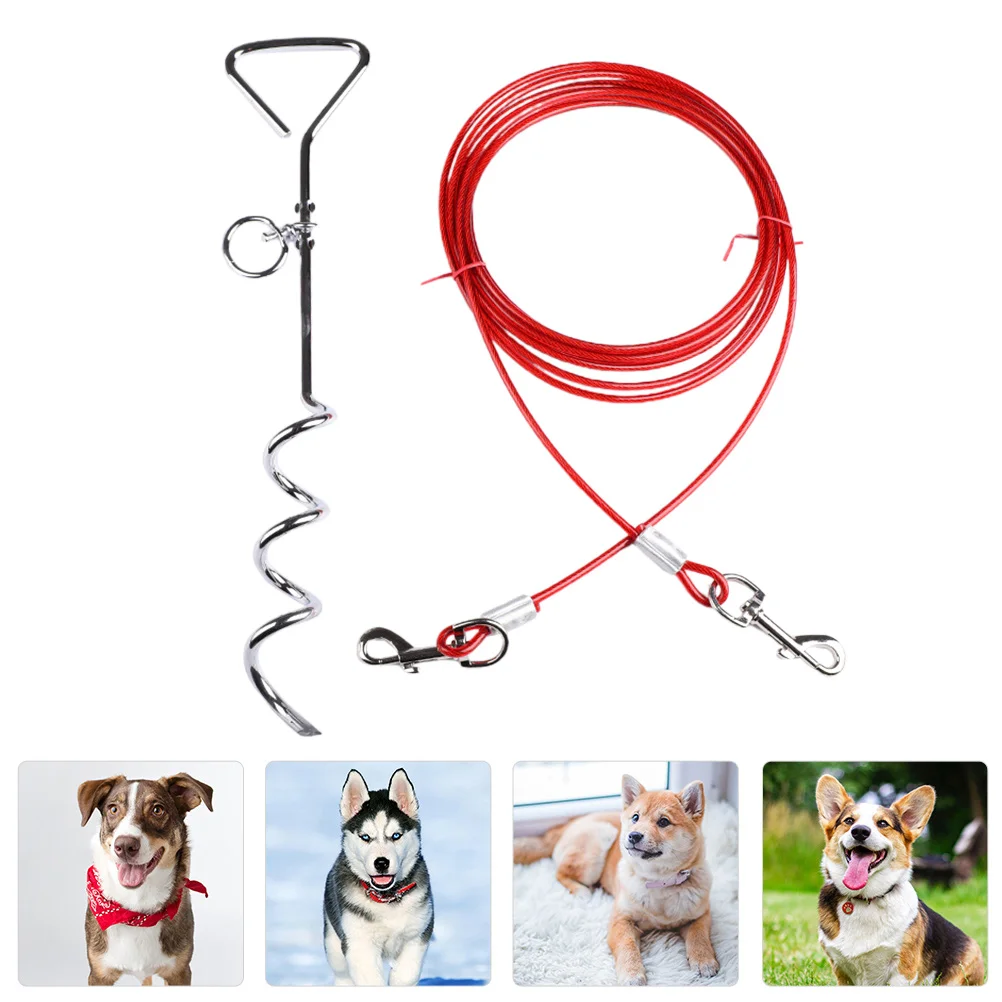 

2pcs Tie Out Cable and Stake Runner Tie Out Cable for Camping Park Outside