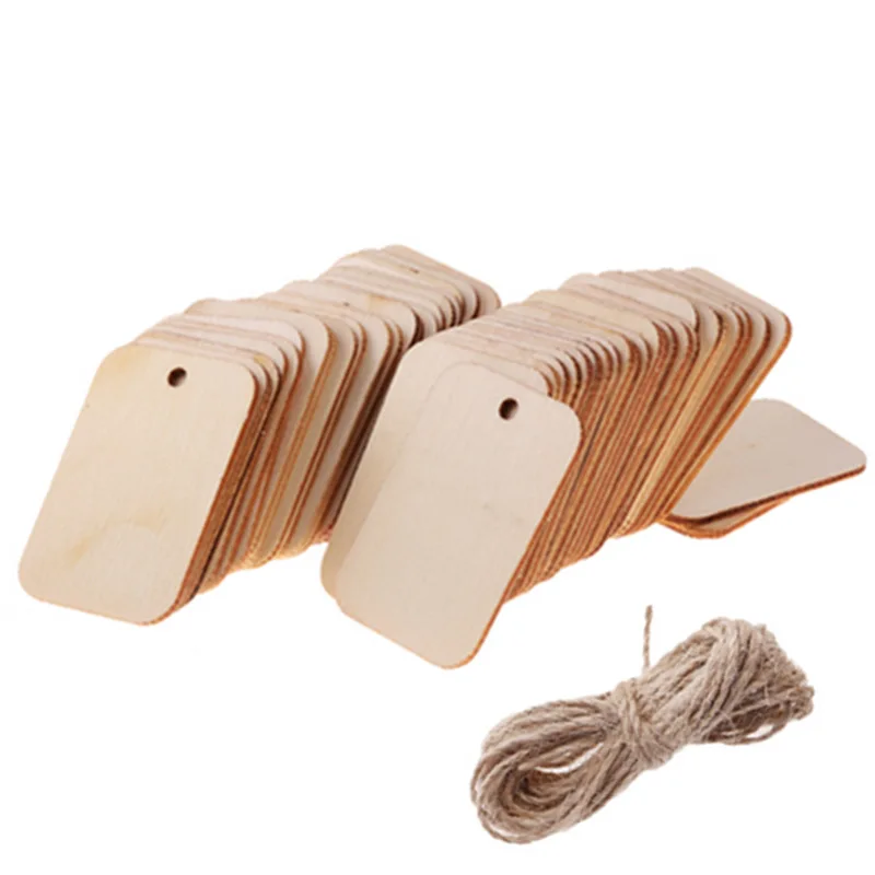

Unfinished Nature Wood Slice Gift Tags Blank Wooden Hanging Label With Rope for wedding decoration Birthday Party Decor Bookmark